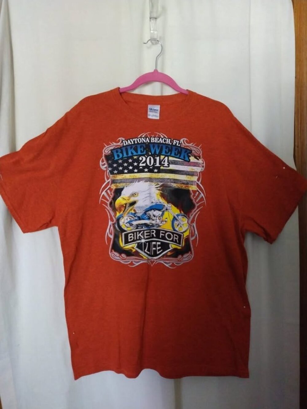 Size XL Men's Orange 2014 Bike Week Daytona Short Sleeve Tee